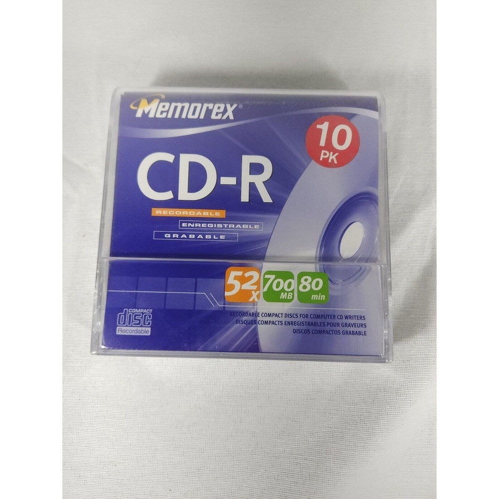 NEW SEALED‎ MEMOREX CD-R 10 PACK IN CASE 52x 700 MB 80 MIN